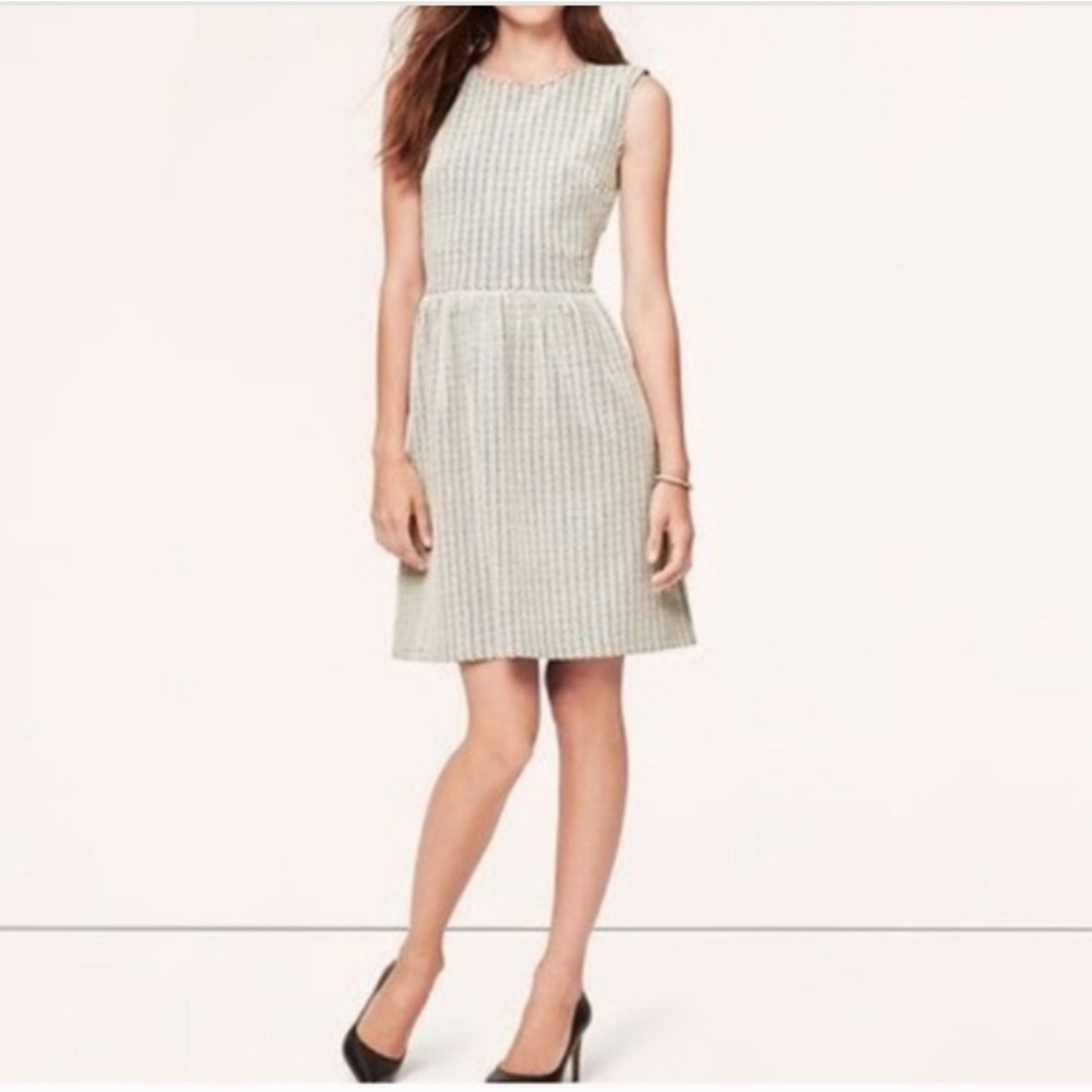 LOFT•black/cream chevron knit fit & flare sleeveless dress 6P NWT